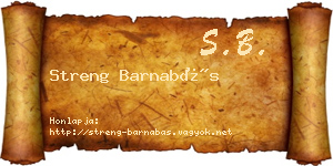 Streng Barnabás névjegykártya